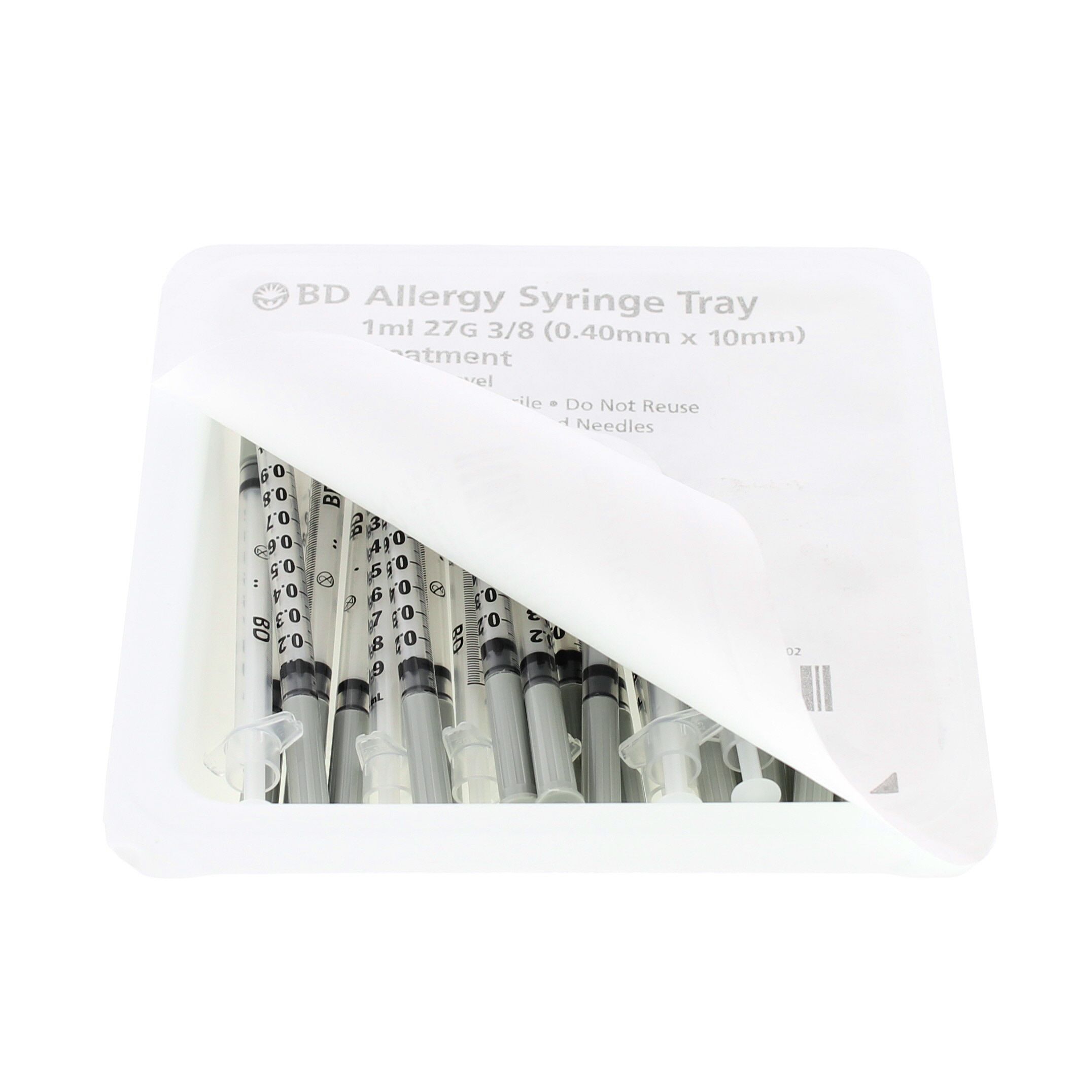 BD PrecisionGlide™ Allergy Syringe Tray - 1cc Syringe w/27g x 3/8" - Tray/25